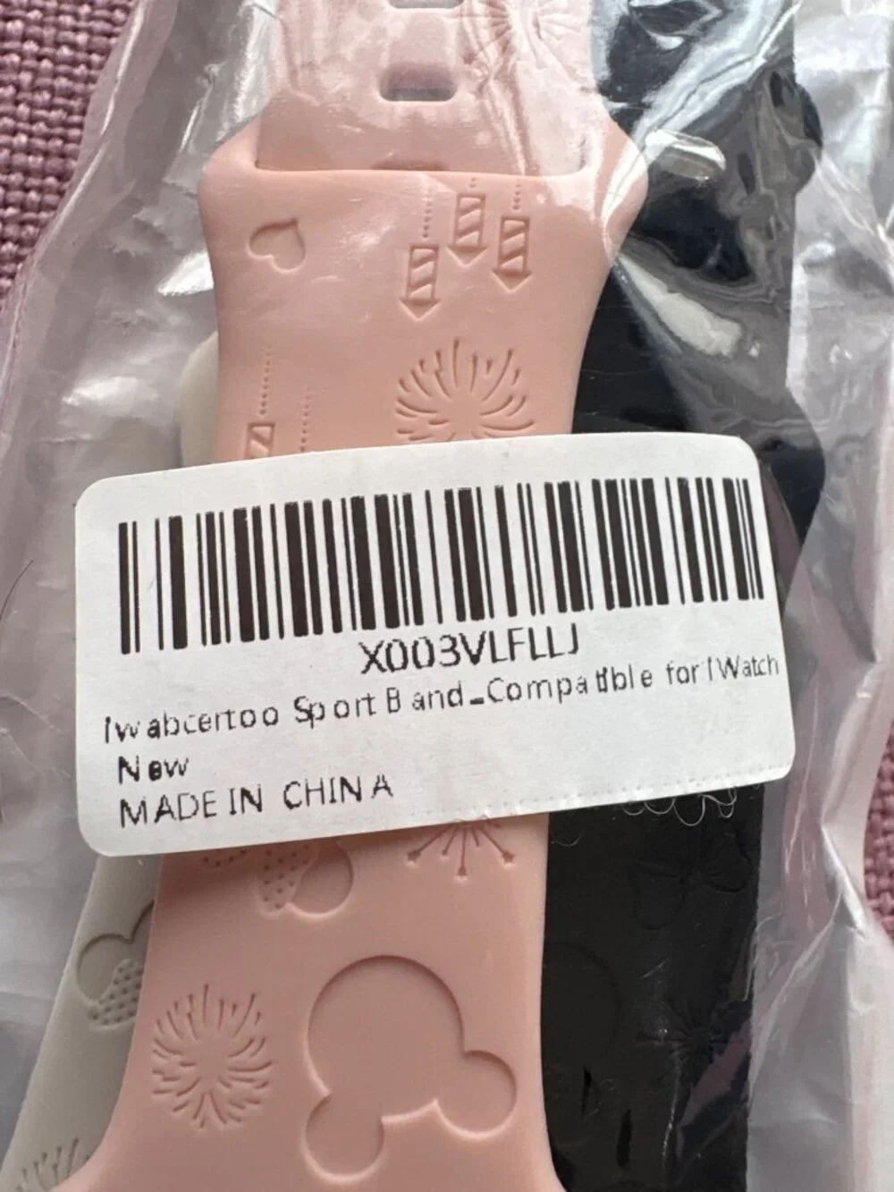 Apple iWatch Silicone Bands in Disney Pink Blue Cream Black New